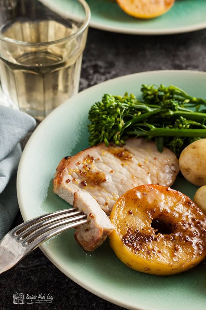 cuting into a pork loin