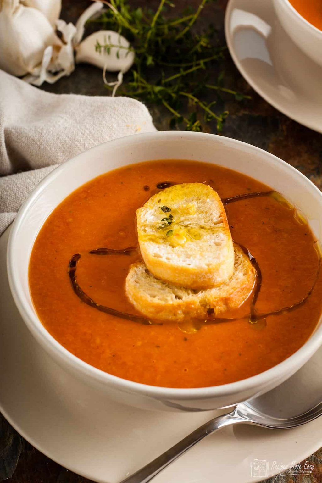Roasted Tomato Soup with Thyme Croutons | Recipes Made Easy