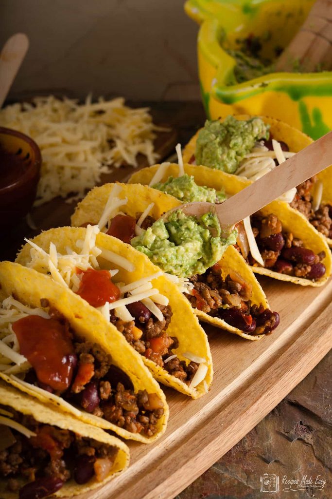 topping tacos.