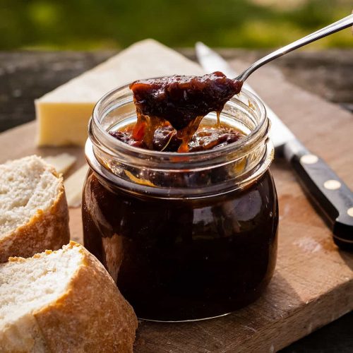 jar of Mr B's award winning rhubarb chutney