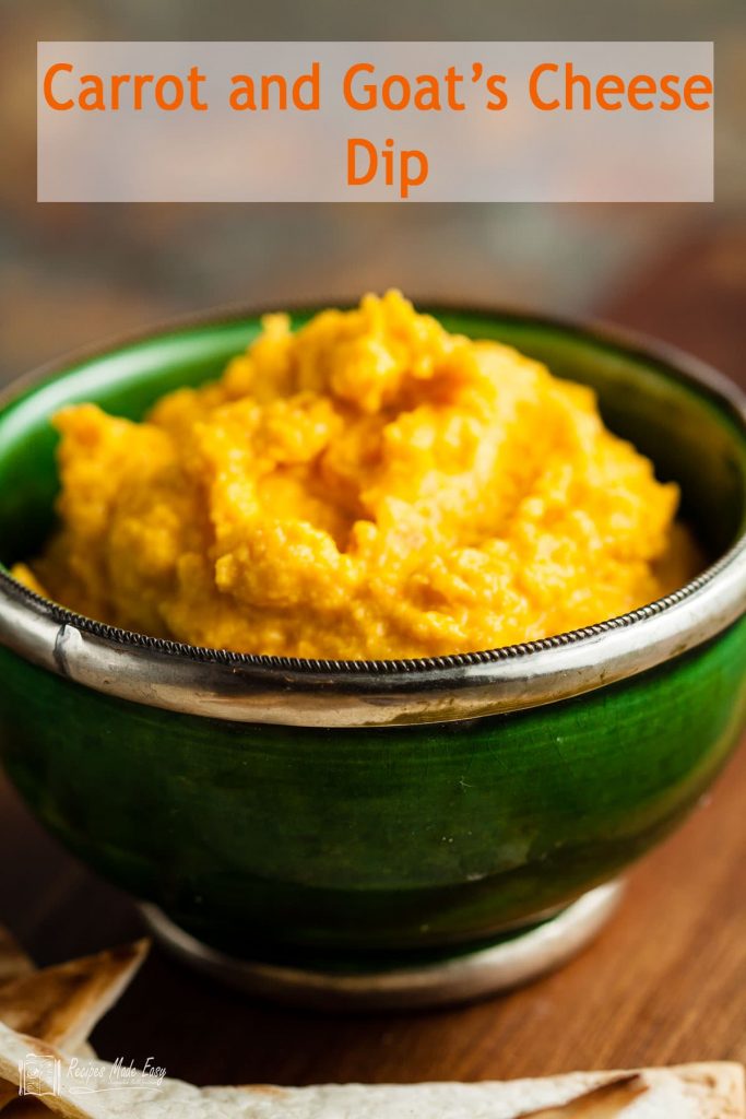 green bowl with carrot dip.