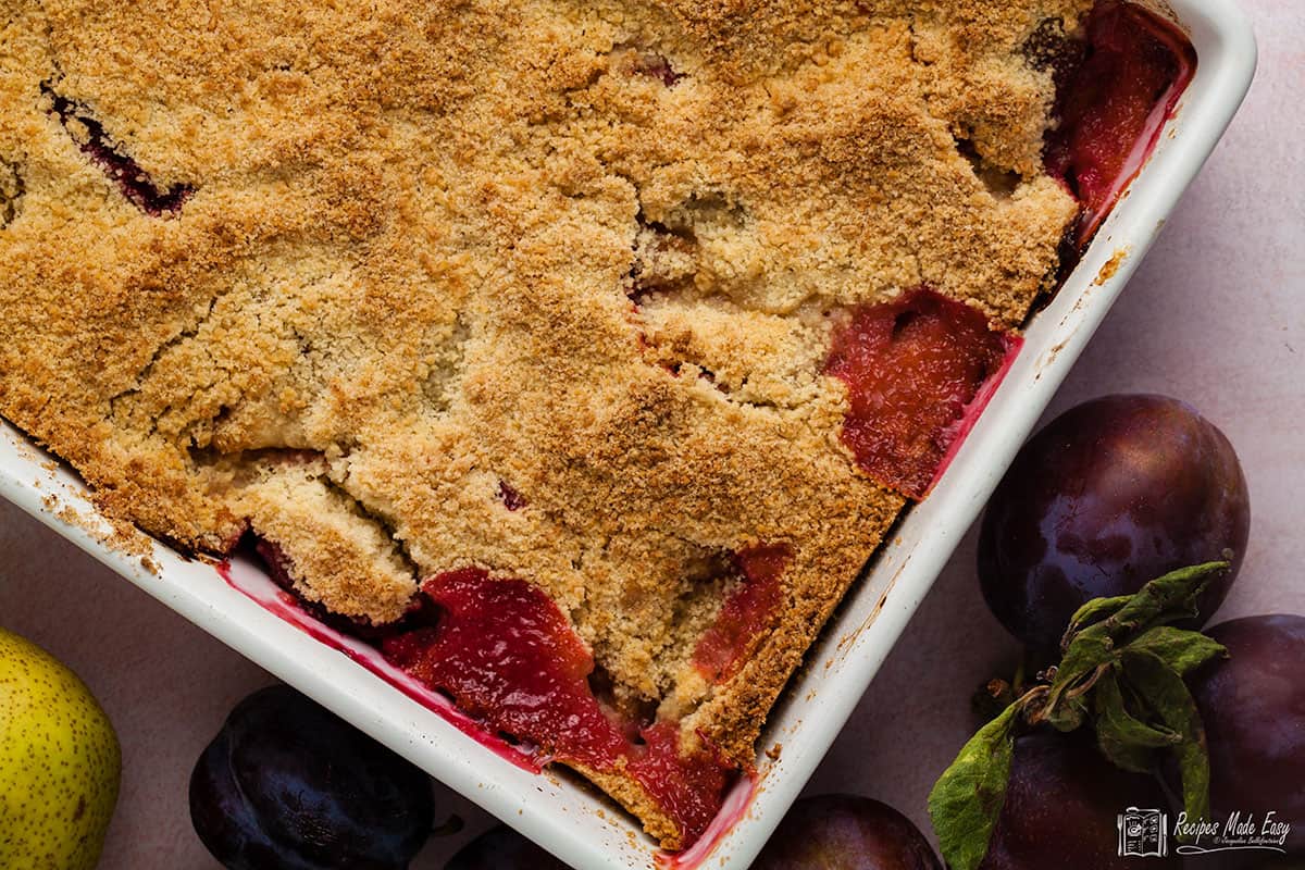 cooked crumble in baking ish.