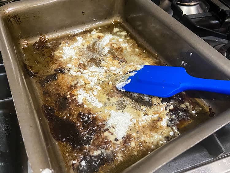 Preparing the gravy.