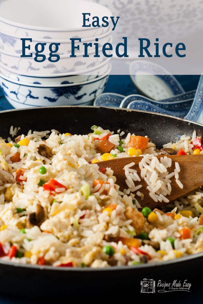 frying pan filled with easy egg fried rice.