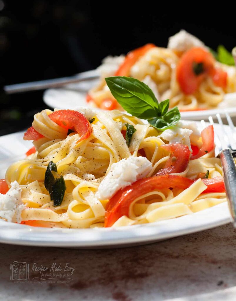 Tagliatelle with Fresh Tomatoes, Basil and Mozzarella Recipes Made Easy