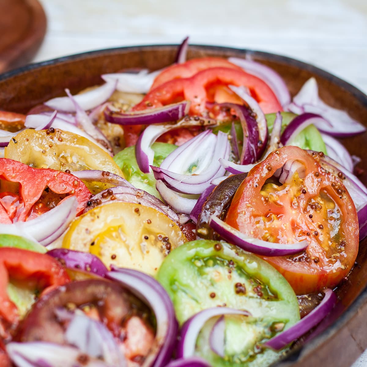Easy tomato salad using heritage tomatoes